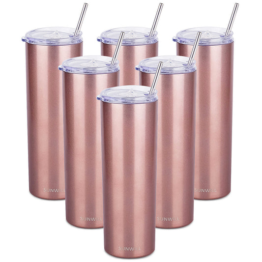 20oz Skinny Tumbler With Straw and Lid - Rose Gold