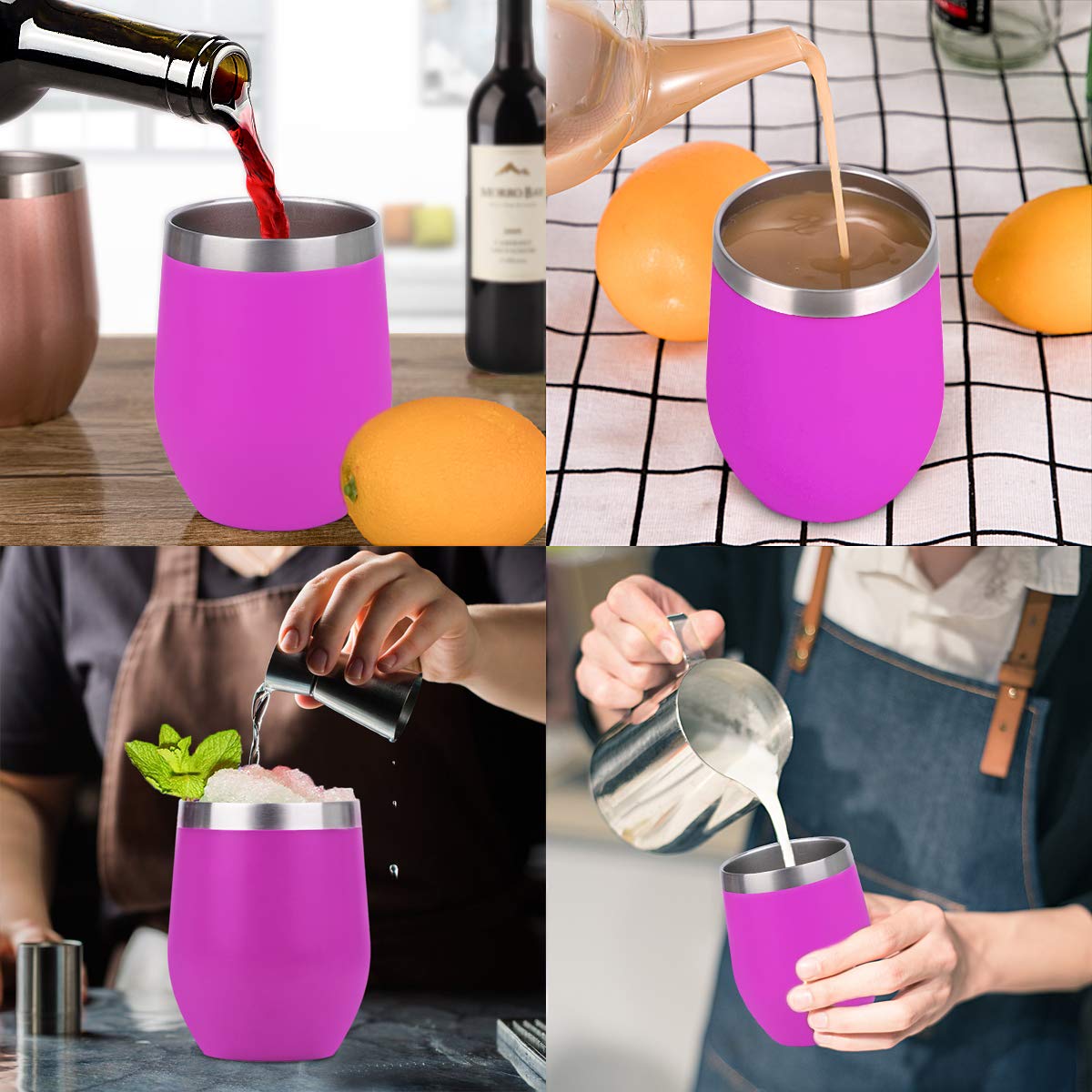 12oz Wine Tumbler With Lid - Magenta