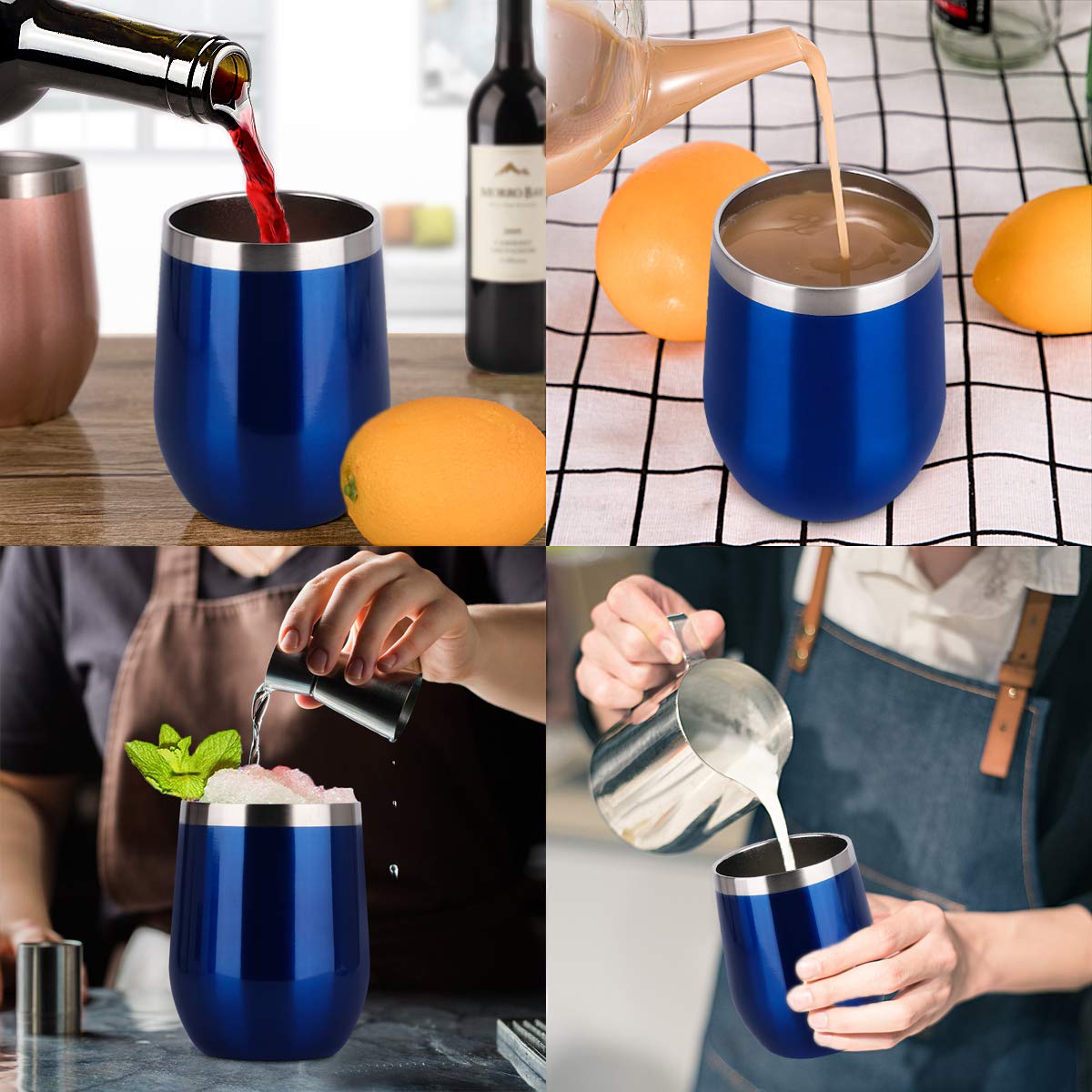 12oz Wine Tumbler With Lid - Glass Blue
