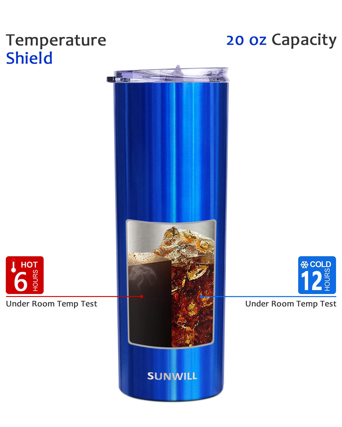 20oz Skinny Tumbler With Straw and Lid - Glass Blue