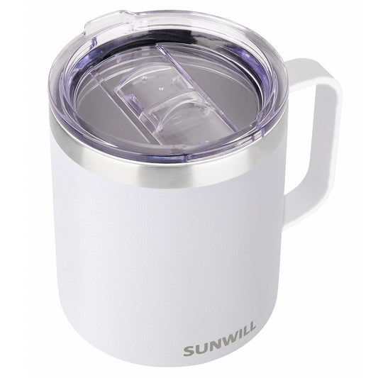 14oz Coffee Mug With Sliding Lid - White