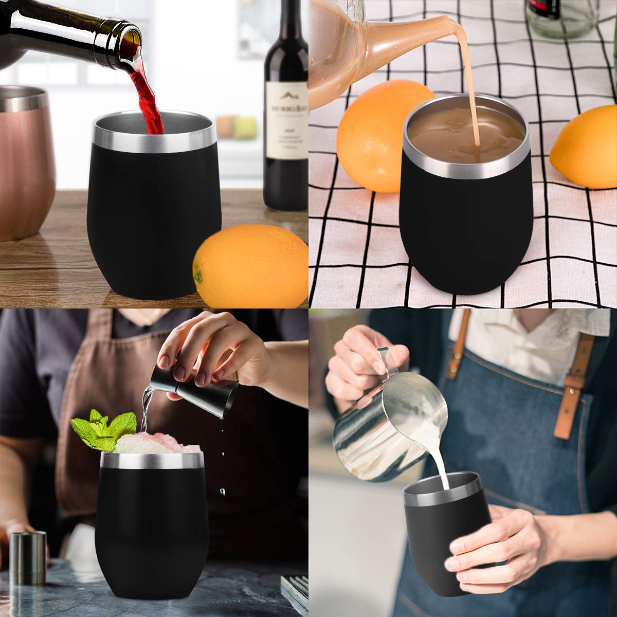 12oz Wine Tumbler With Lid - Black