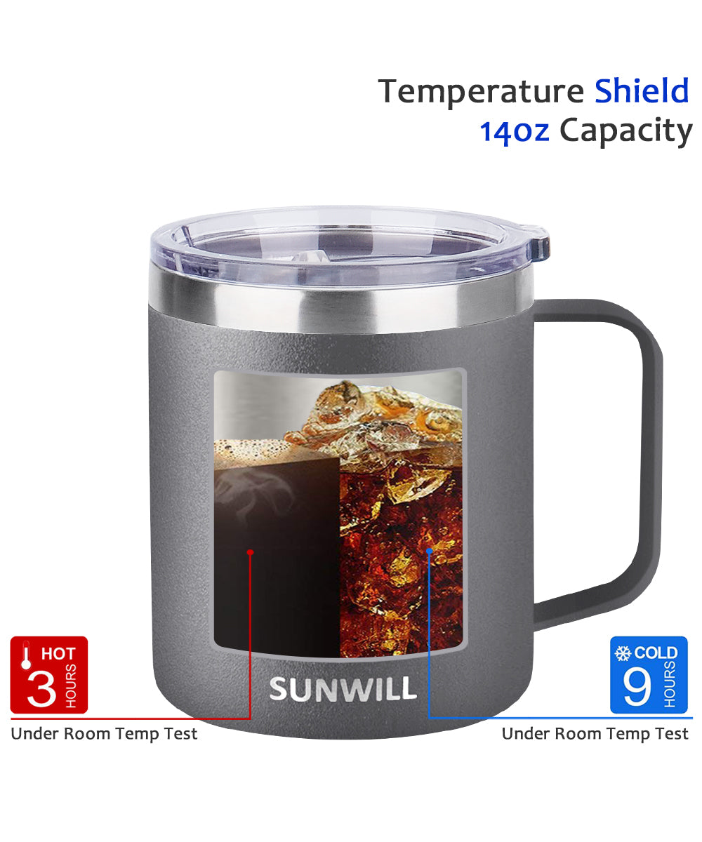 14oz Coffee Mug With Sliding Lid - Cool Grey & Rose Gold