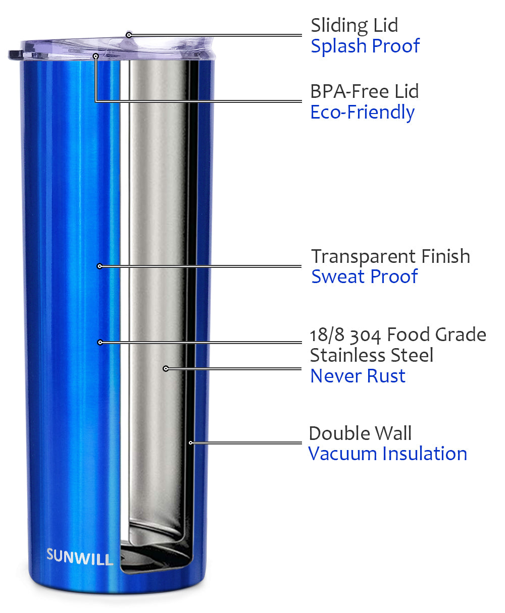 20oz Skinny Tumbler With Straw and Lid - Glass Blue