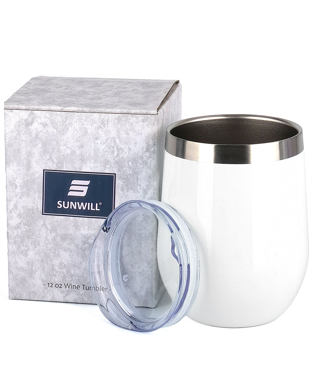 12oz Wine Tumbler With Lid - White
