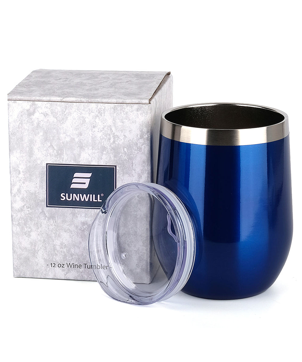 12oz Wine Tumbler With Lid - Glass Blue