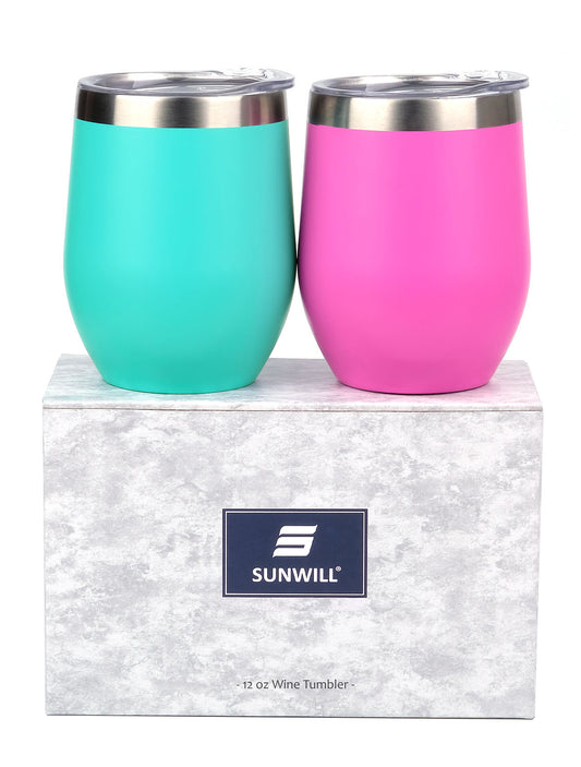 12oz Wine Tumbler With Lid - Teal & Magenta