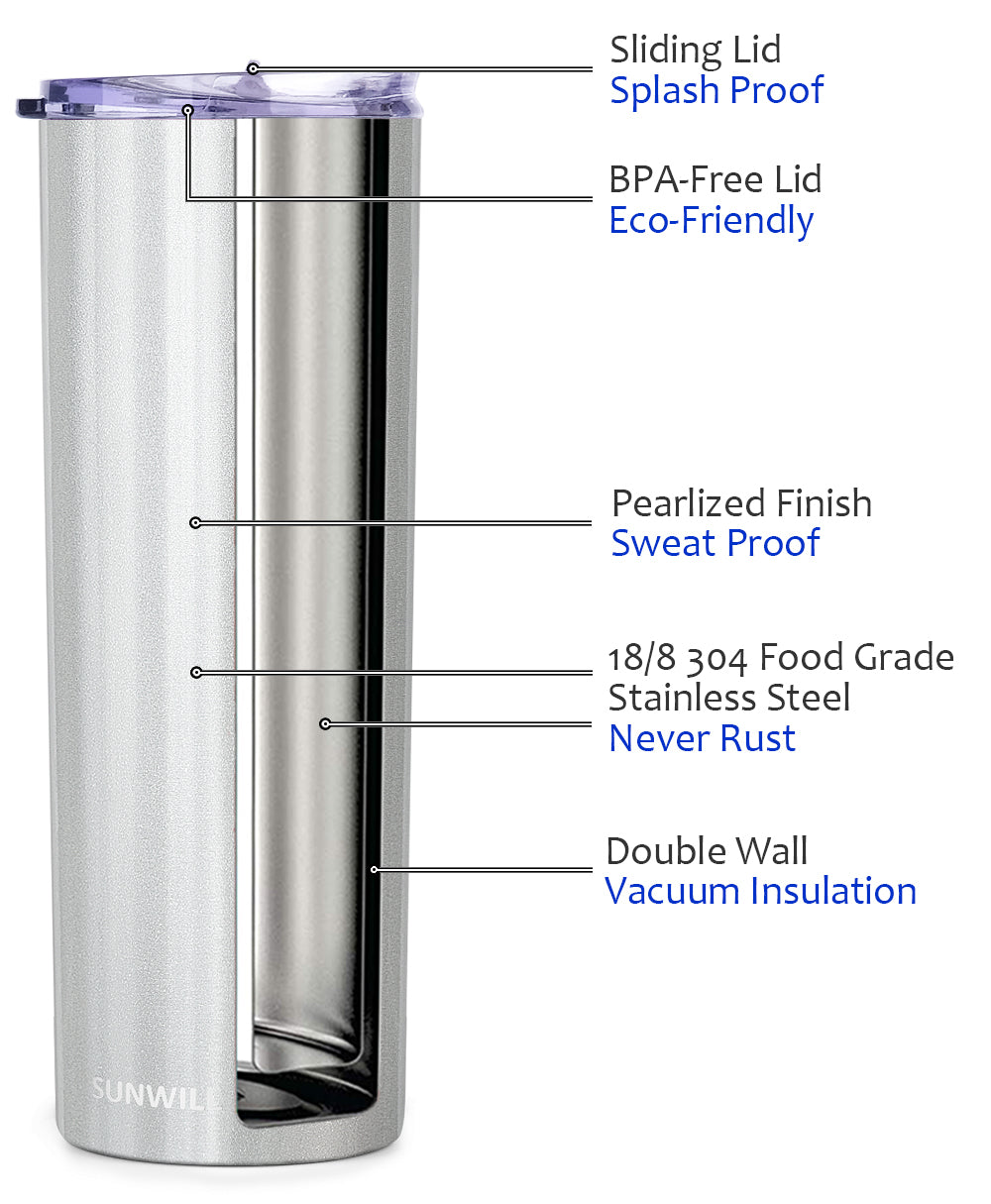 20oz Skinny Tumbler With Straw and Lid - Silver