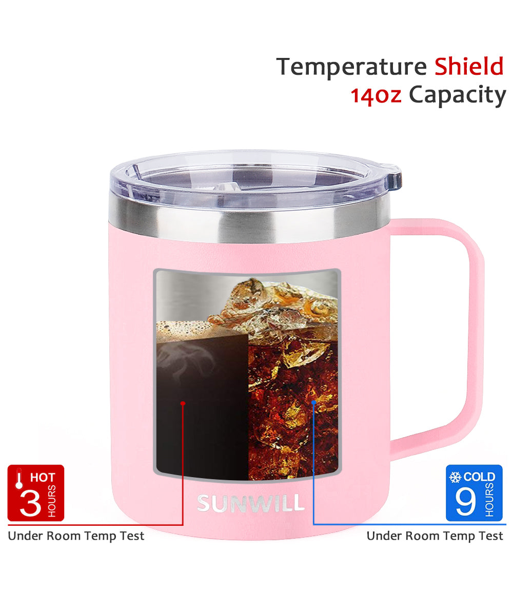14oz Coffee Mug With Sliding Lid - Powder Coated Sakura & Mint