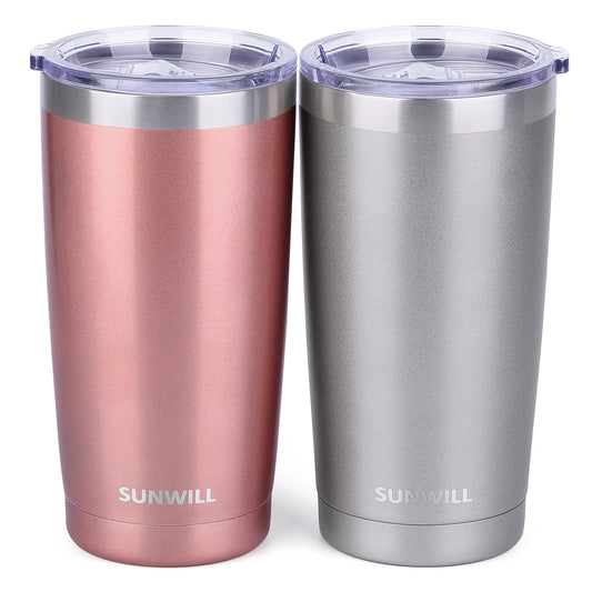 20oz Travel Tumbler With Sliding Lid - Rose Gold & Cool Grey