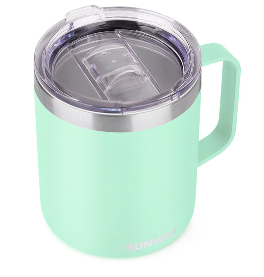 14oz Coffee Mug With Sliding Lid - Powder Coated Mint