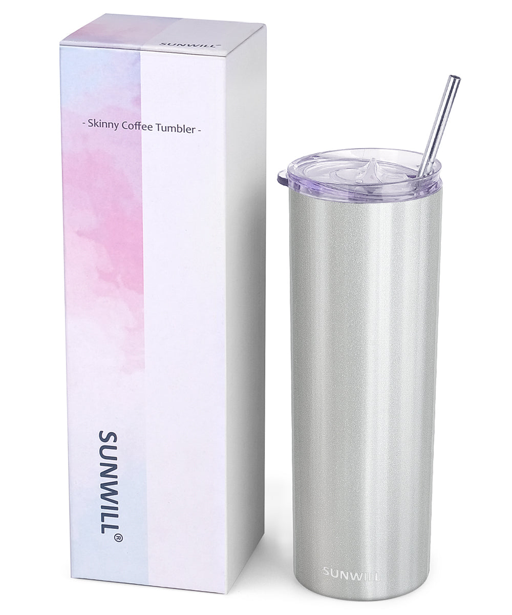 20oz Skinny Tumbler With Straw and Lid - Silver