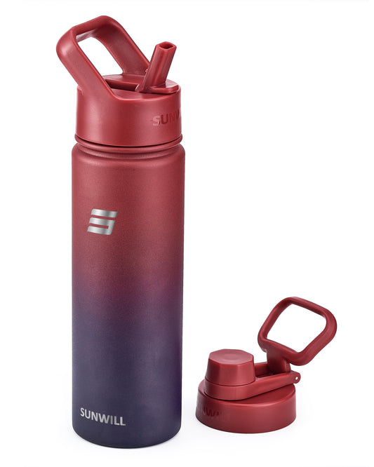 22oz Insulated Water Bottle with Straw - Powder Coated Berry Fruit