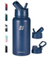 32oz Insulated Water Bottle with Straw - Powder Coated Navy Blue