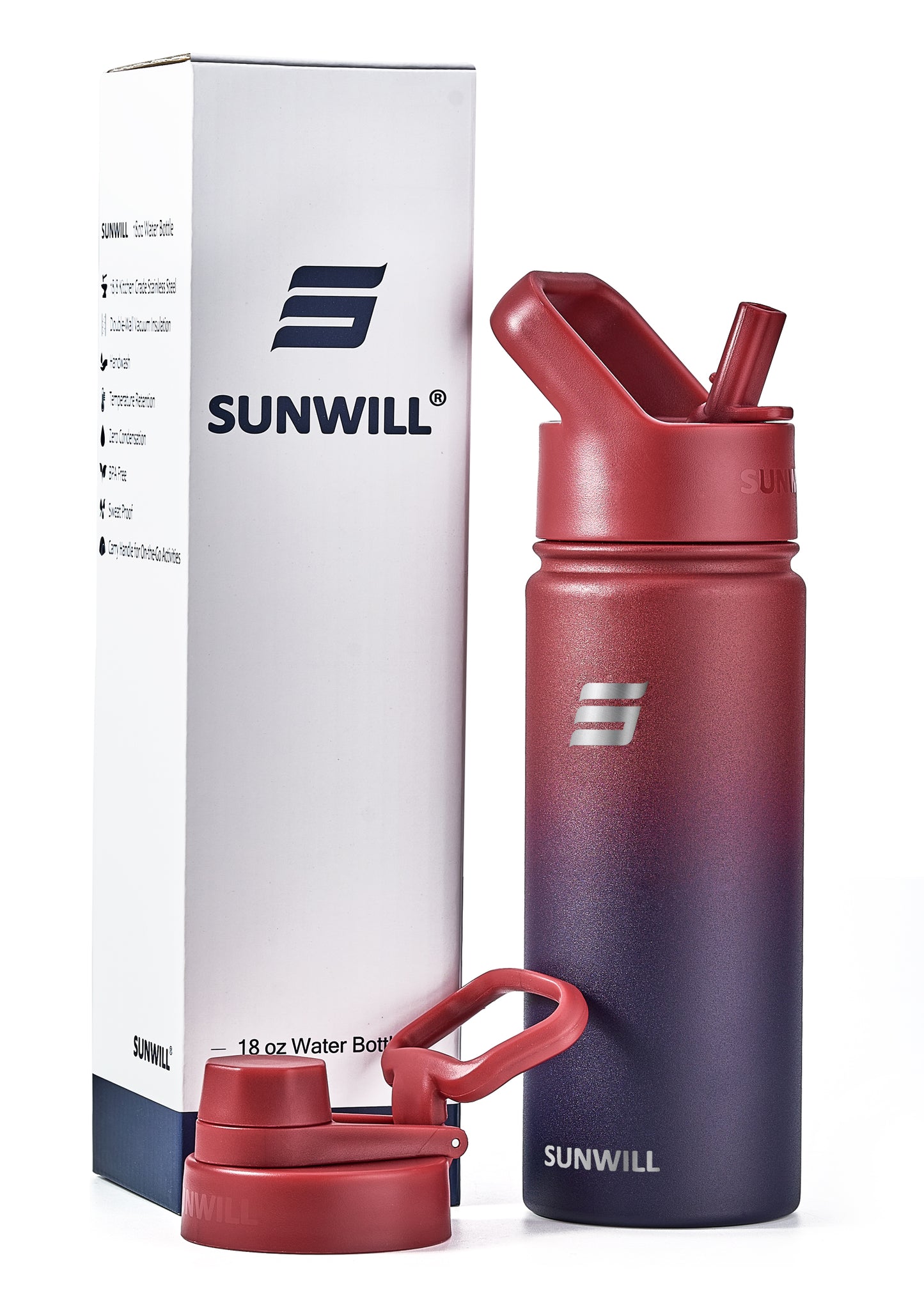 18oz Insulated Water Bottle with Straw - Powder Coated Berry Fruit