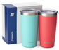 20oz Travel Tumbler With Sliding Lid - Powder Coated Teal & Coral