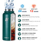 32oz Insulated Water Bottle with Straw - Powder Coated Forest Green