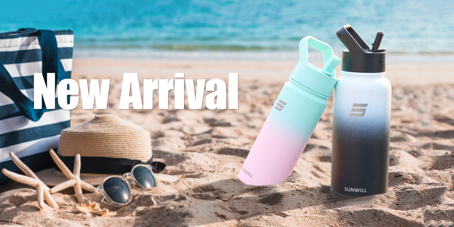 18oz Insulated Water Bottle with Straw - Powder Coated Black – SunwillBiz