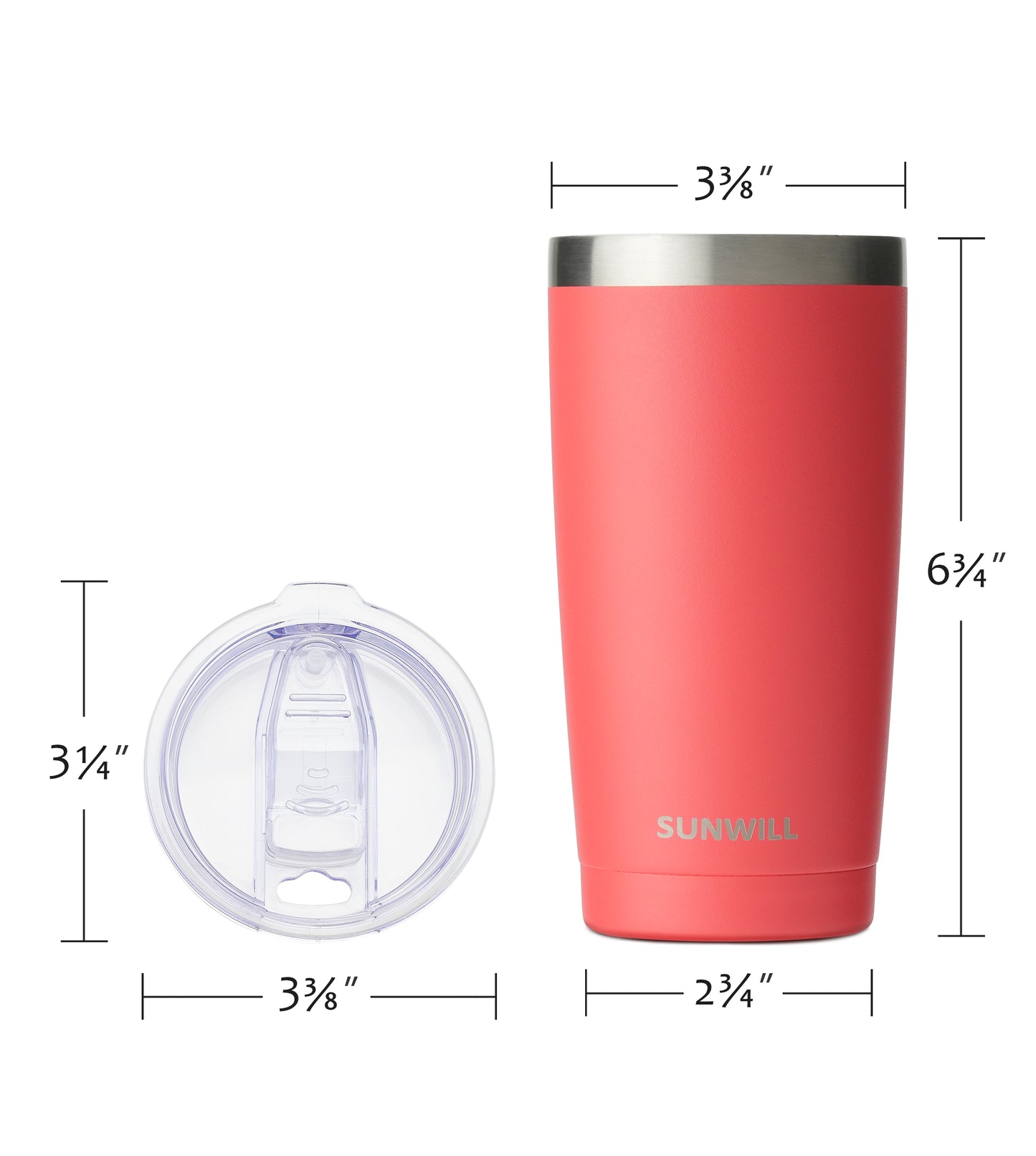 20oz Travel Tumbler With Sliding Lid - Powder Coated Teal & Coral