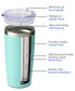 20oz Travel Tumbler With Sliding Lid - Teal Powder Coated
