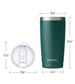 20oz Travel Tumbler With Sliding Lid - Powder Coated Forest Green & Plum
