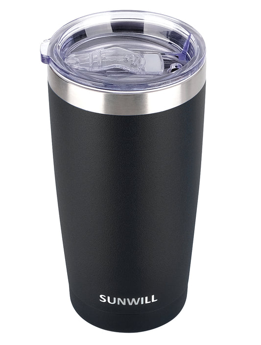 20oz Travel Tumbler With Sliding Lid - Powder Coated Black