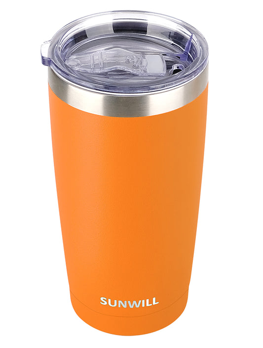 20oz Travel Tumbler With Sliding Lid - Powder Coated Orange