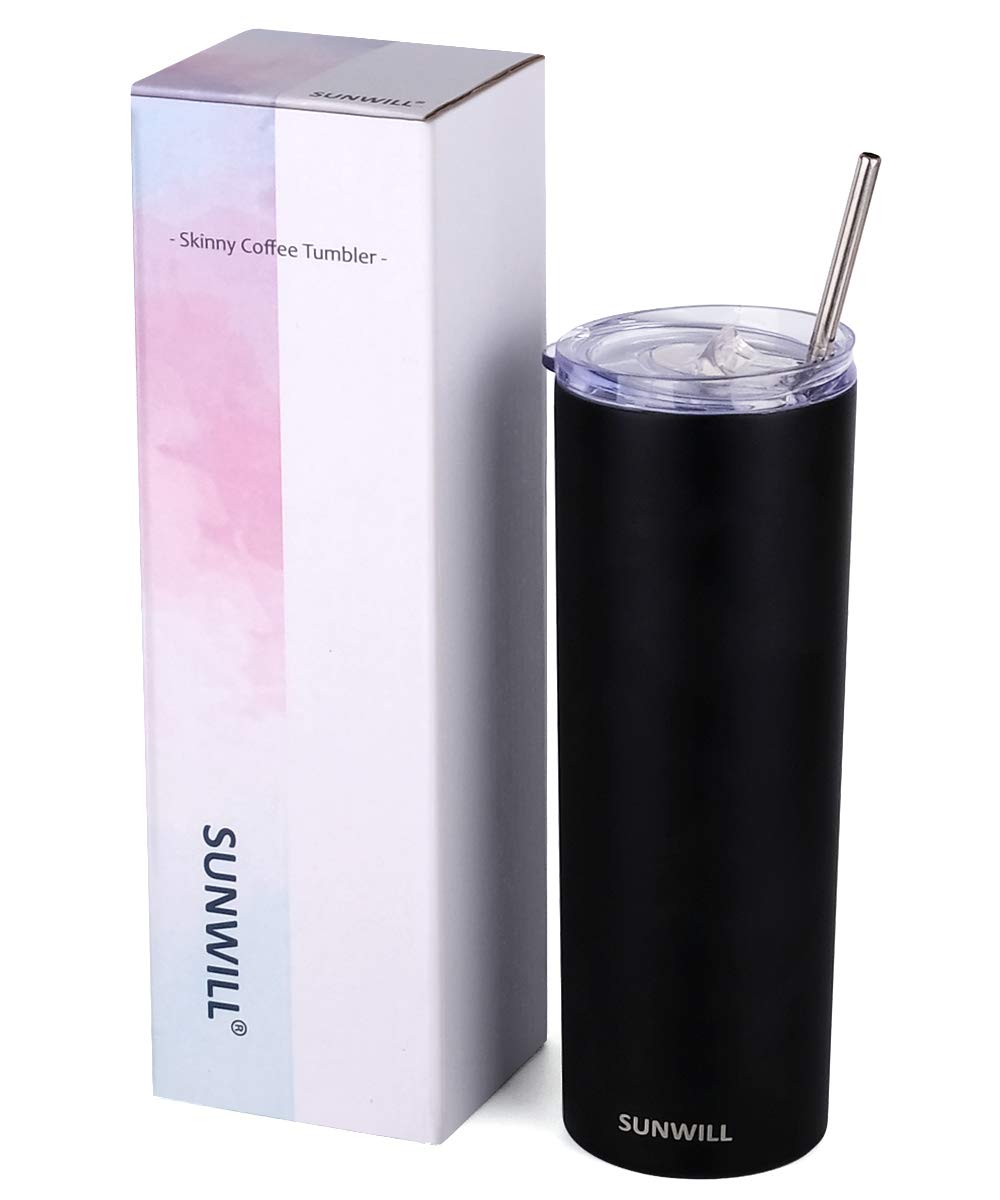 20oz Skinny Tumbler With Straw and Lid - Black
