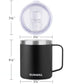14oz Coffee Mug With Sliding Lid - Powder Coated Black