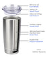 20oz Travel Tumbler With Sliding Lid - Silver