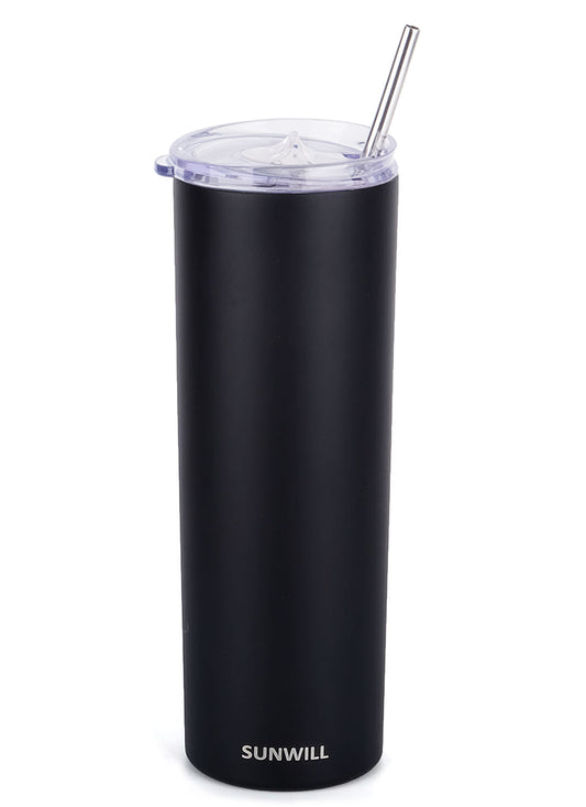 20oz Skinny Tumbler With Straw and Lid - Black
