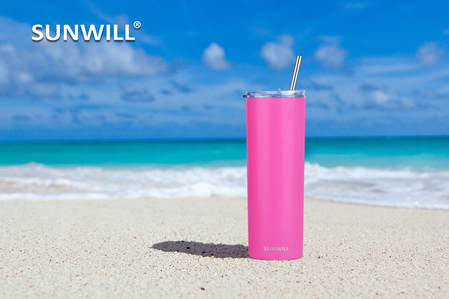 20oz Skinny Tumbler With Straw and Lid - Hot Pink