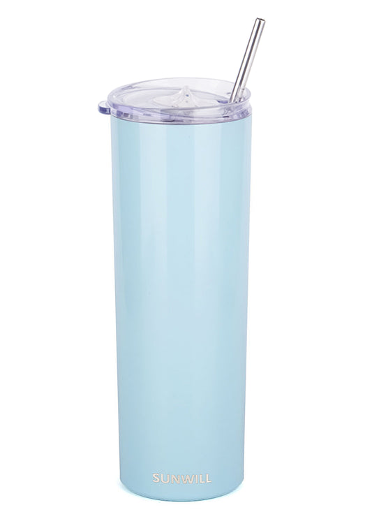 20oz Skinny Tumbler With Straw and Lid - Pearl Blue