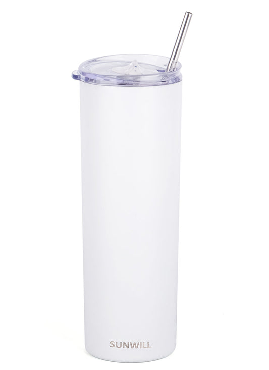20oz Skinny Tumbler With Straw and Lid - White