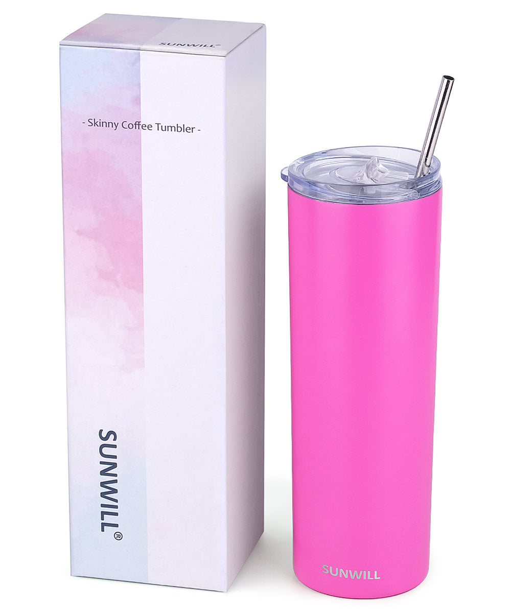 20oz Skinny Tumbler With Straw and Lid - Hot Pink – SunwillBiz