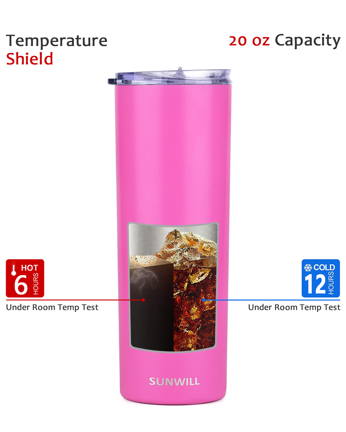 20oz Skinny Tumbler With Straw and Lid - Hot Pink