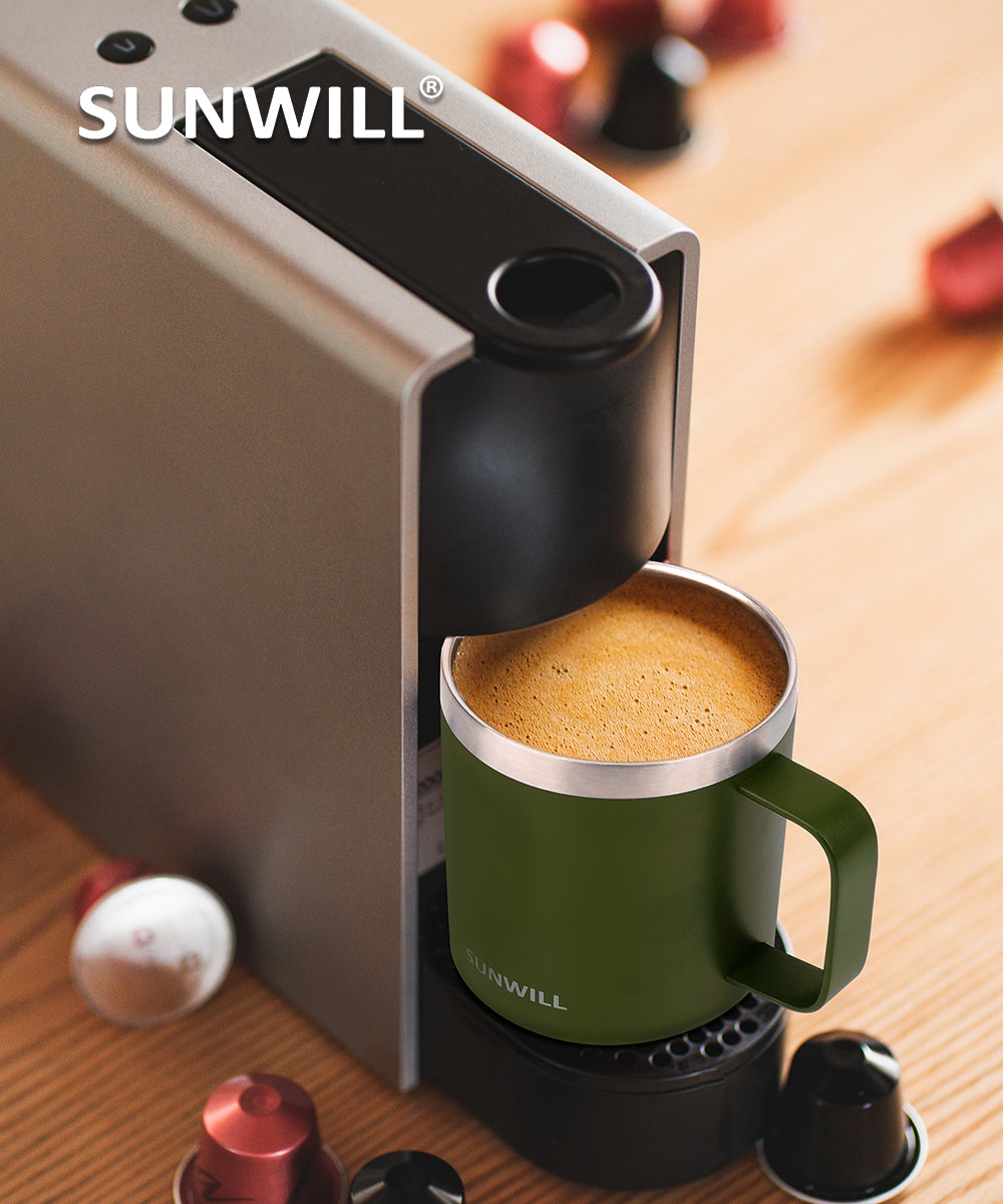 14oz Coffee Mug With Sliding Lid - Powder Coated Olive