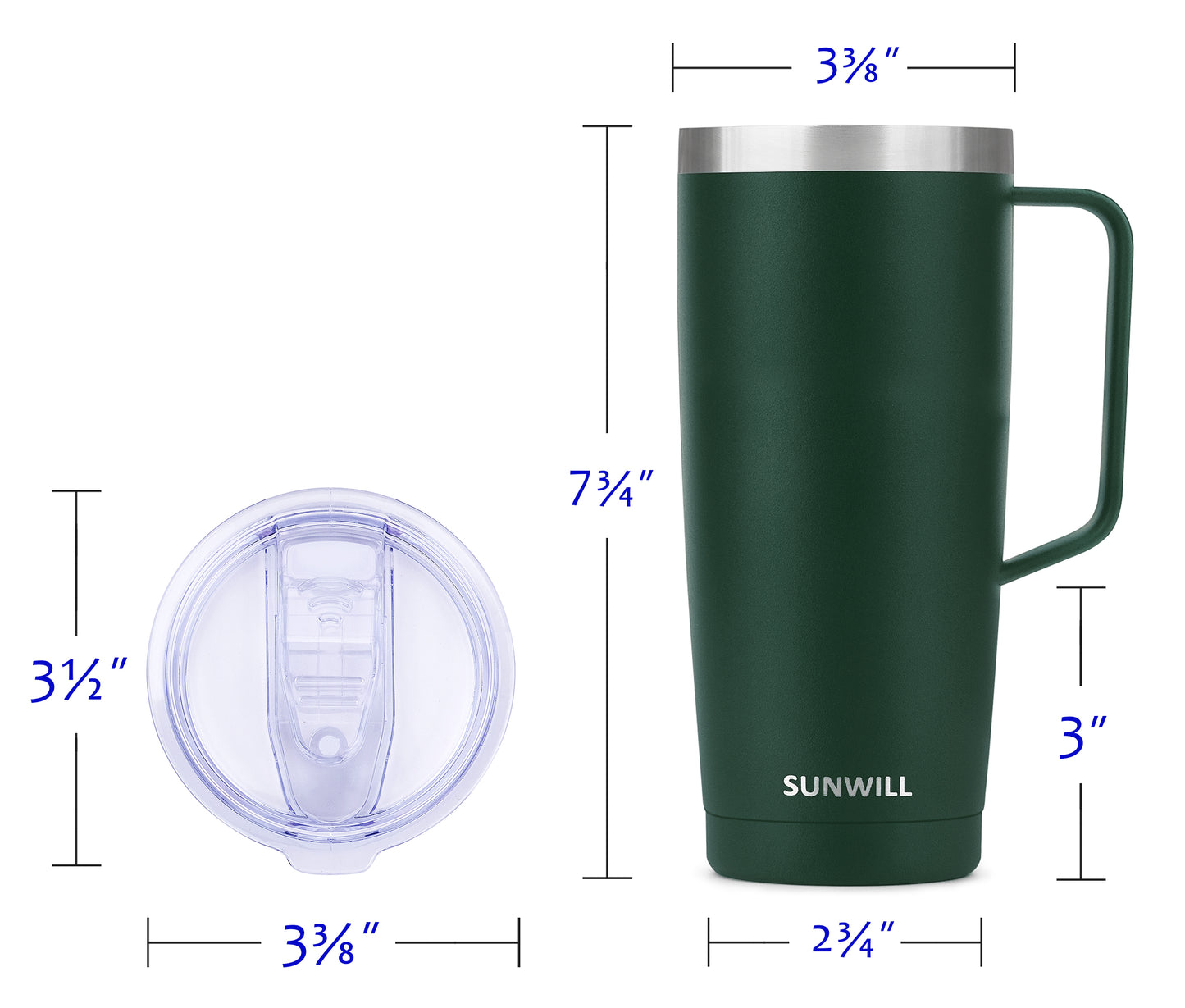 24oz Coffee Travel Mug With Sliding Lid - Powder Coated Forest Green