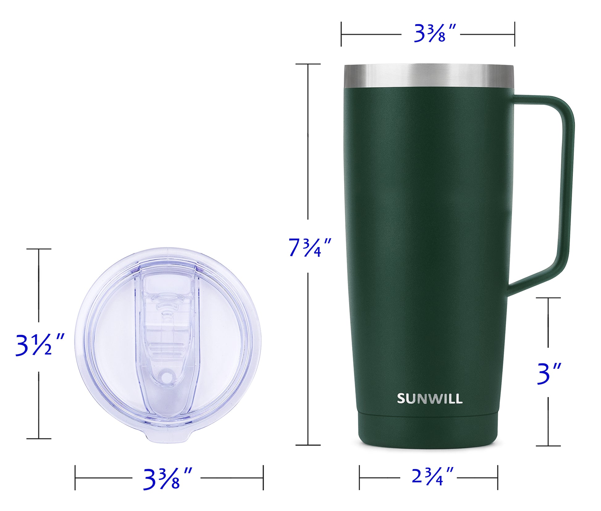 24oz Coffee Travel Mug With Sliding Lid - Powder Coated Forest Green –  SunwillBiz