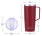24oz Coffee Travel Mug With Sliding Lid - Powder Coated Wine Red