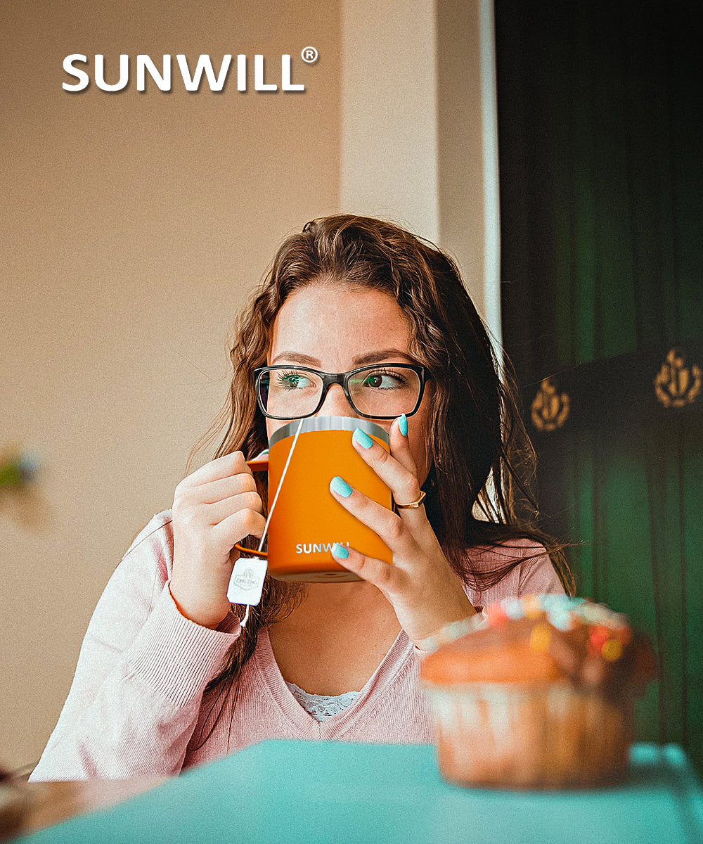 SUNWILL Coffee Mug with Handle, 14Oz Insulated Stainless Steel Coffee  Travel Mug