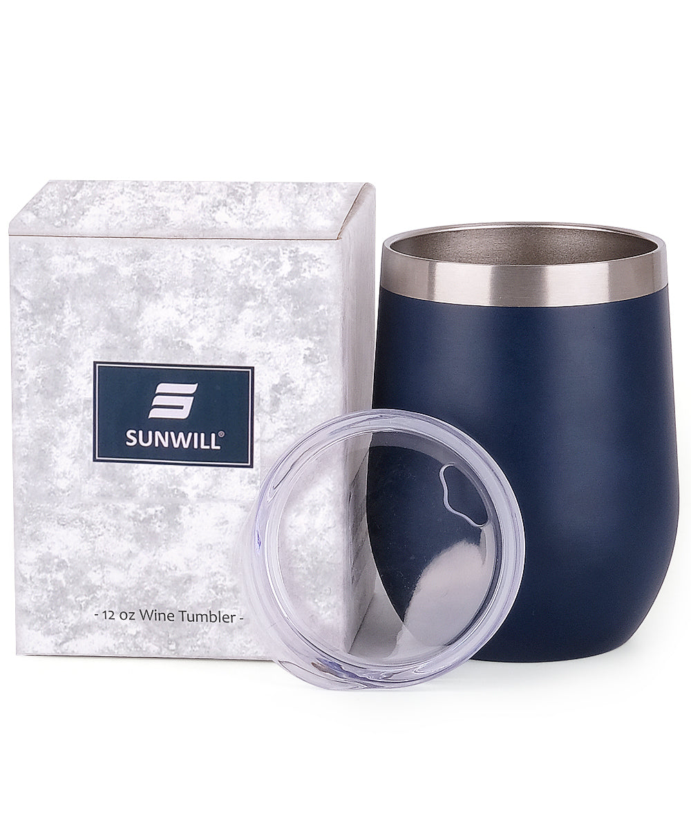12oz Wine Tumbler With Lid - Navy Blue