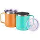 14oz Coffee Mug With Sliding Lid - Powder Coated Teal & Orange