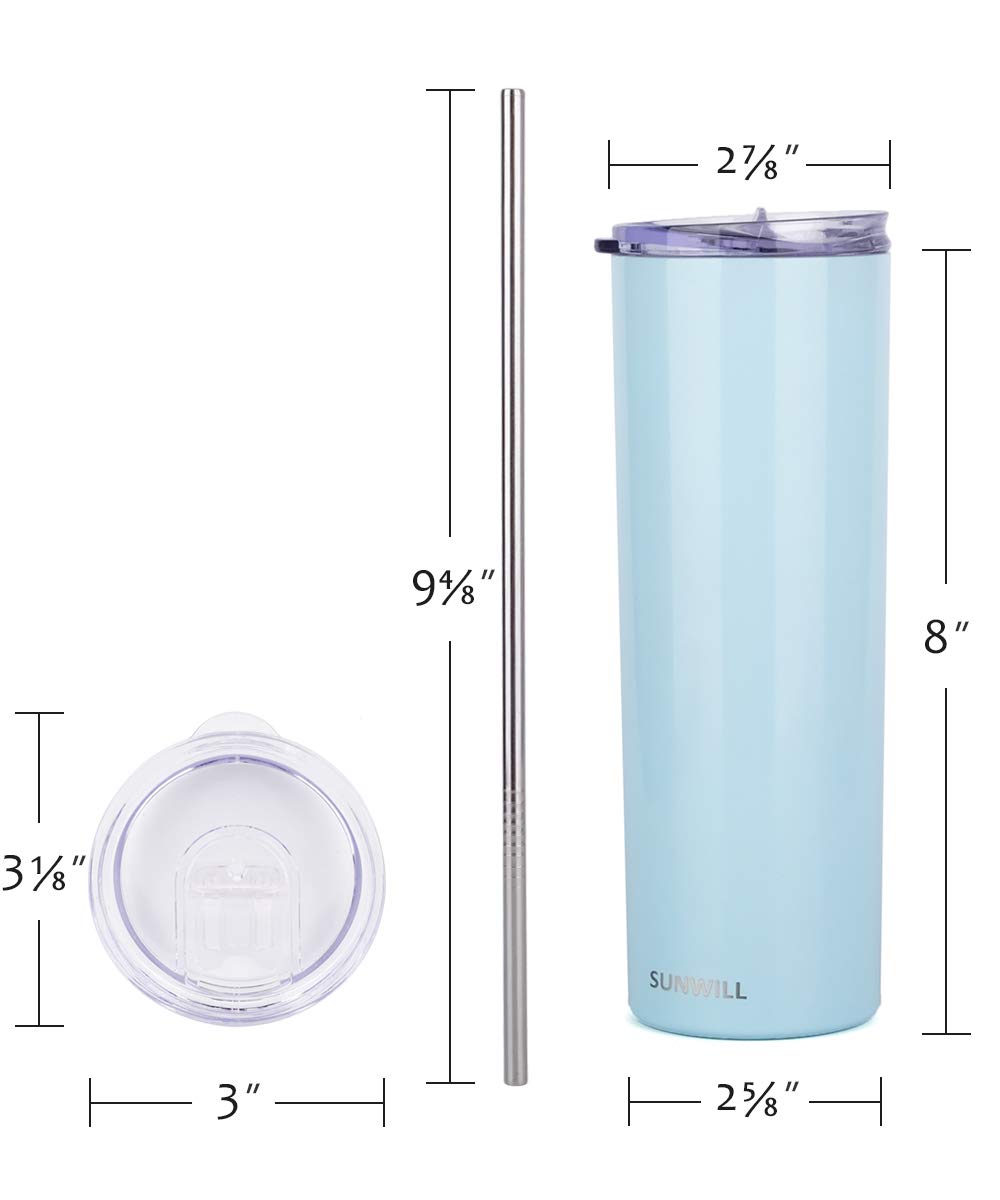 20oz Skinny Tumbler With Straw and Lid - Pearl Blue