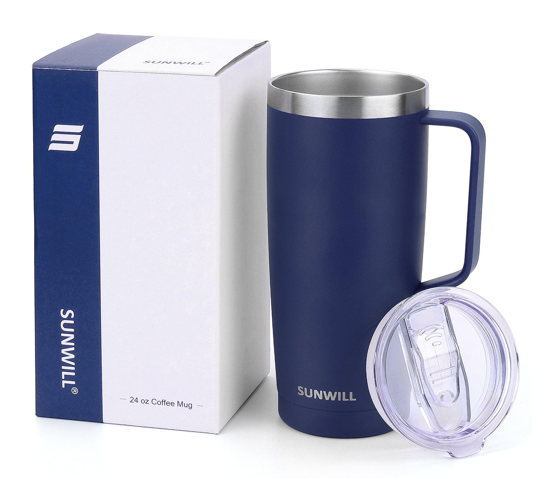 24oz Coffee Travel Mug With Sliding Lid - Powder Coated Navy Blue