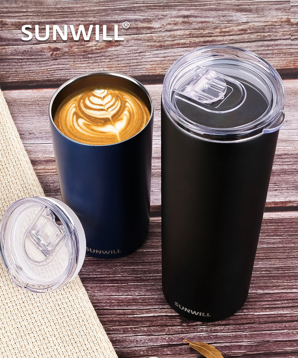 SUNWILL Sliding Lid Insulated Coffee Mug, 20-Ounce