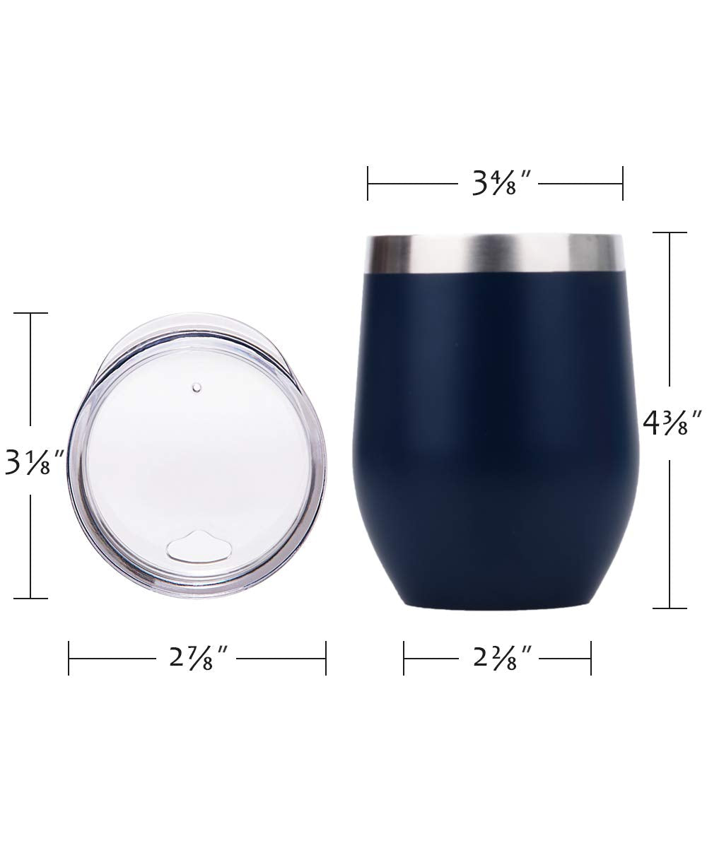 12oz Wine Tumbler With Lid - Navy Blue