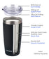 20oz Travel Tumbler With Sliding Lid - Powder Coated Black