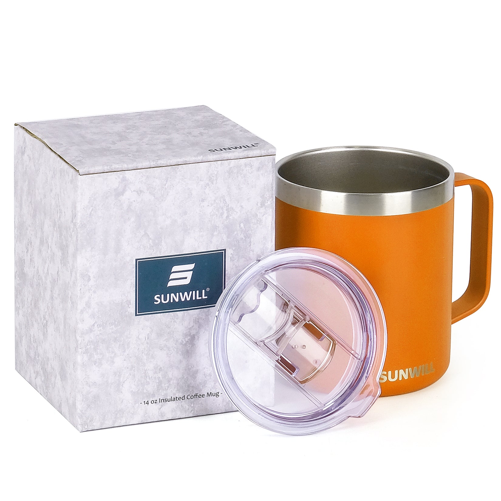 24oz Coffee Travel Mug With Sliding Lid - Powder Coated Orange