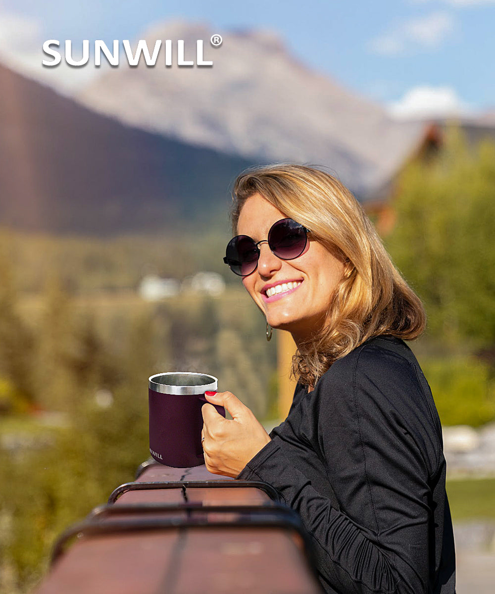 14oz Coffee Mug With Sliding Lid - Powder Coated Black – SunwillBiz